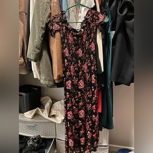 Floral, fitted , off the shoulder, dress